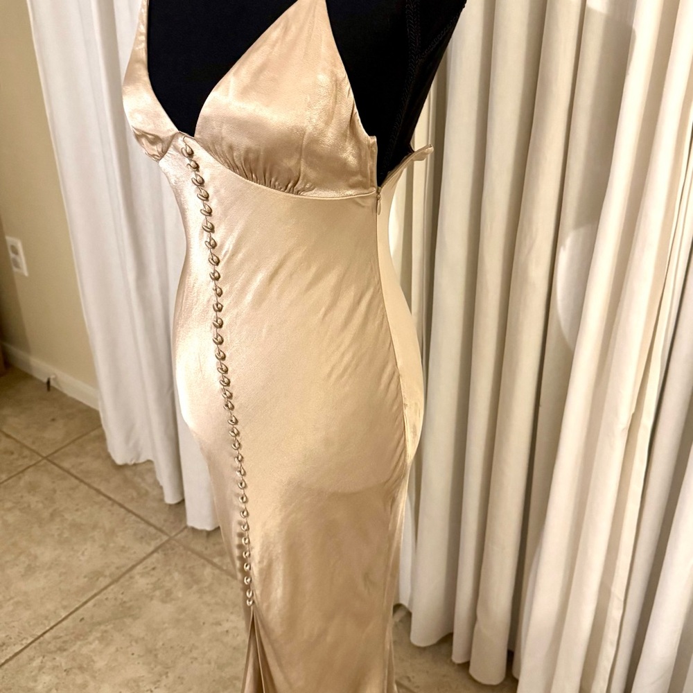 La Lune Bias Slip Dress- Gold View 6
